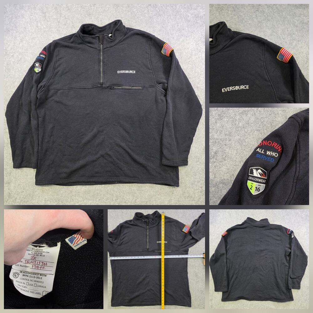 DragonWear Eversource Sweatshirt Mens 3XL Black 1/4 Zip Fleece USA Workwear